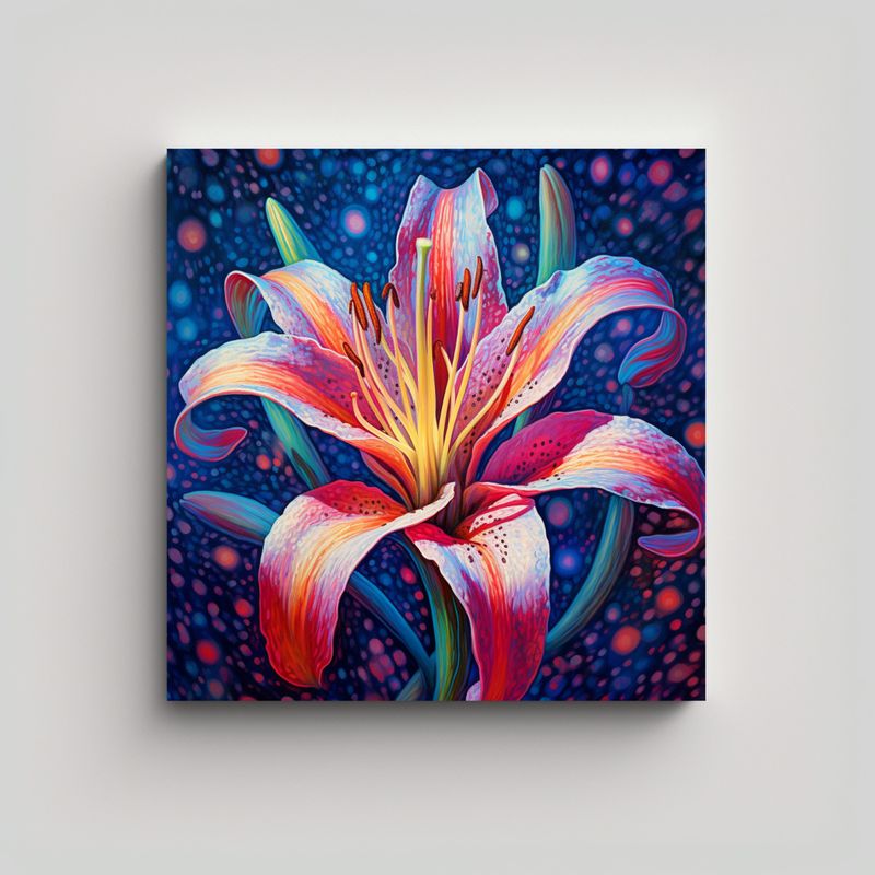GENERICO - Cuadro Simétrico Creativo De Stargazer Lilly En 90x90 Cm
