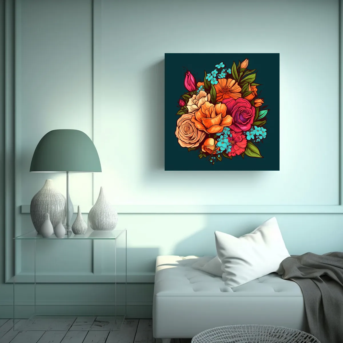 GENERICO - Bello Bouquet Floral Composición De Movimiento 40x40 Cm