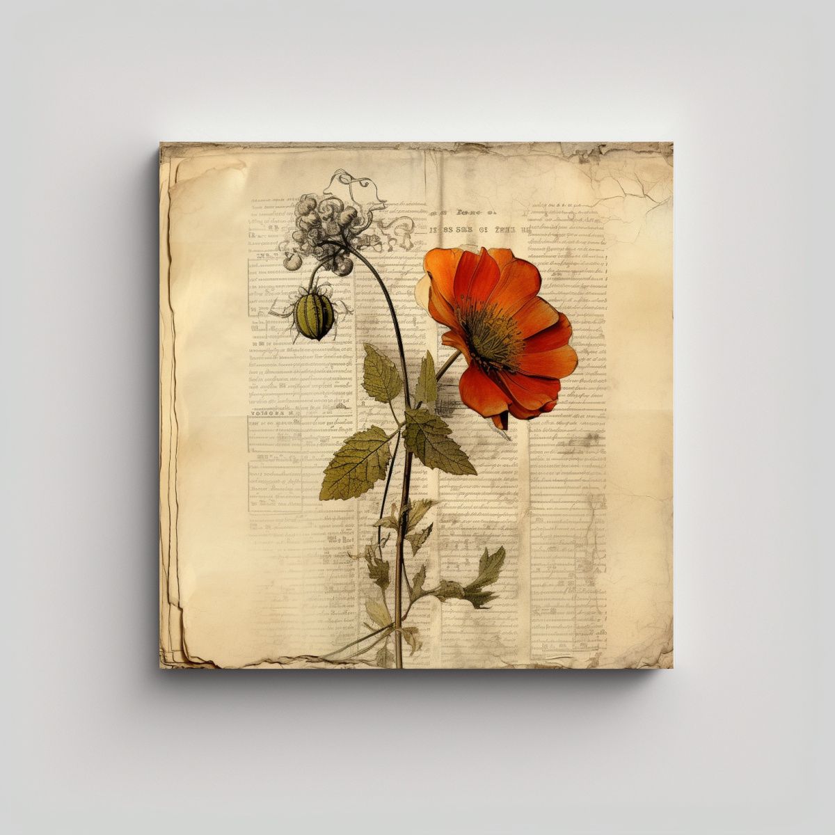 GENERICO - Cuadro Decorativo De Flor Salvaje En Página 90x90 Cm