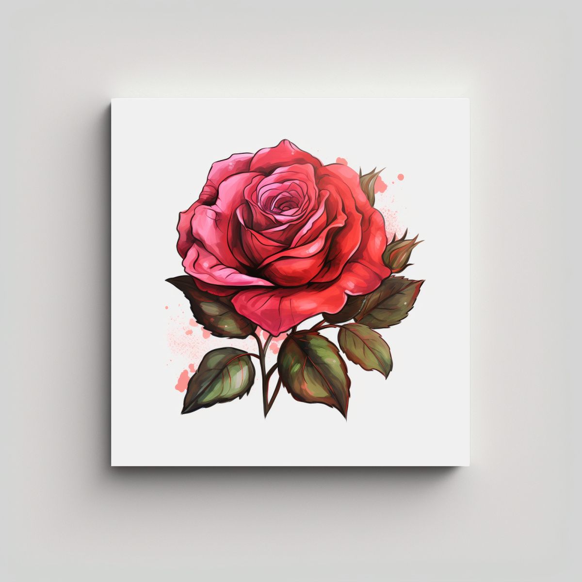 GENERICO - Ilustración Detallada De Rosa En Canva De Alta 30x30 Cm