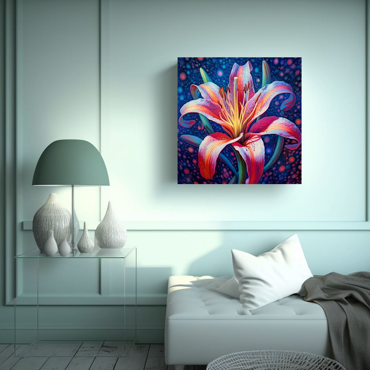 GENERICO - Cuadro Simétrico Creativo De Stargazer Lilly En 70x70 Cm