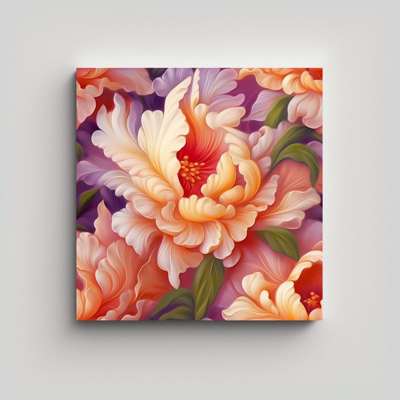 GENERICO - Lienzo Realista De Flores Hermosas En Tonos 40x40 Cm