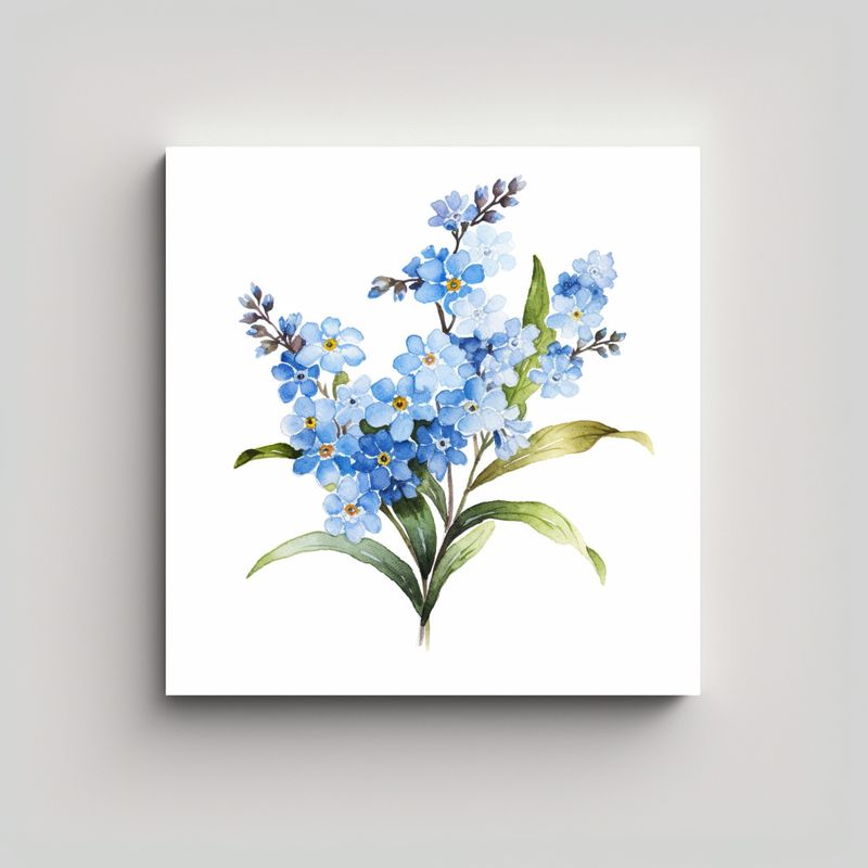 GENERICO - Cuadro Decorativo Acuarela Myosotis Arte 30x30 Cm