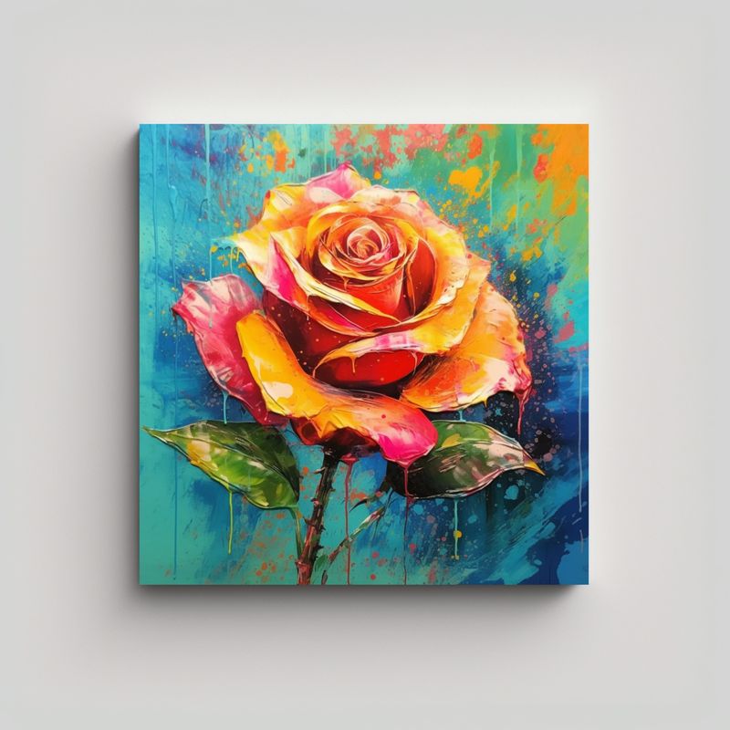 GENERICO - Rosa Magnífica En Acrílico Composición 70x70 Cm