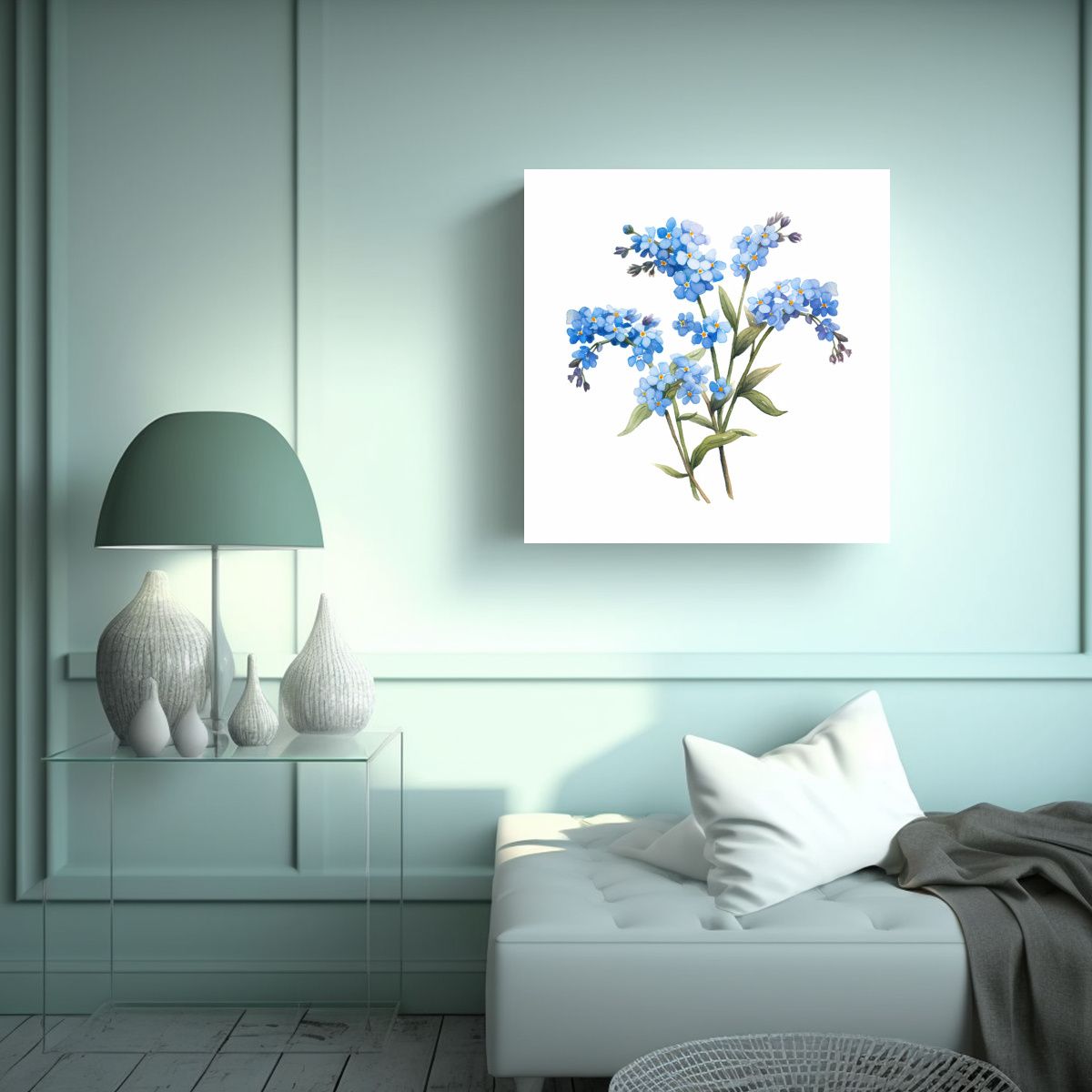 GENERICO - Cuadro Fotografía Alta Resolución De Myosotis 40x40 Cm