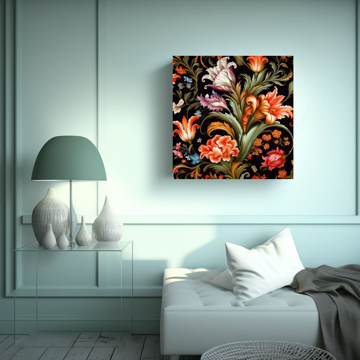 GENERICO - Composición De Arte De Pared Patrón Floral 80x80 Cm