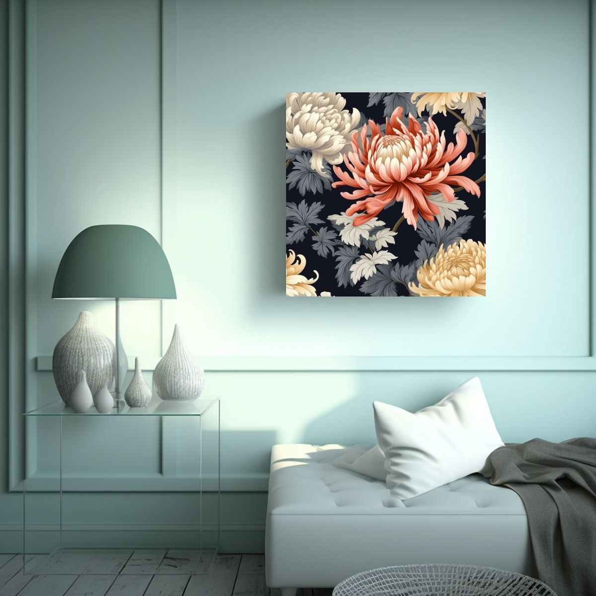 GENERICO - Arte Luminoso De Crisantemos Chinos Decoración 80x80 Cm