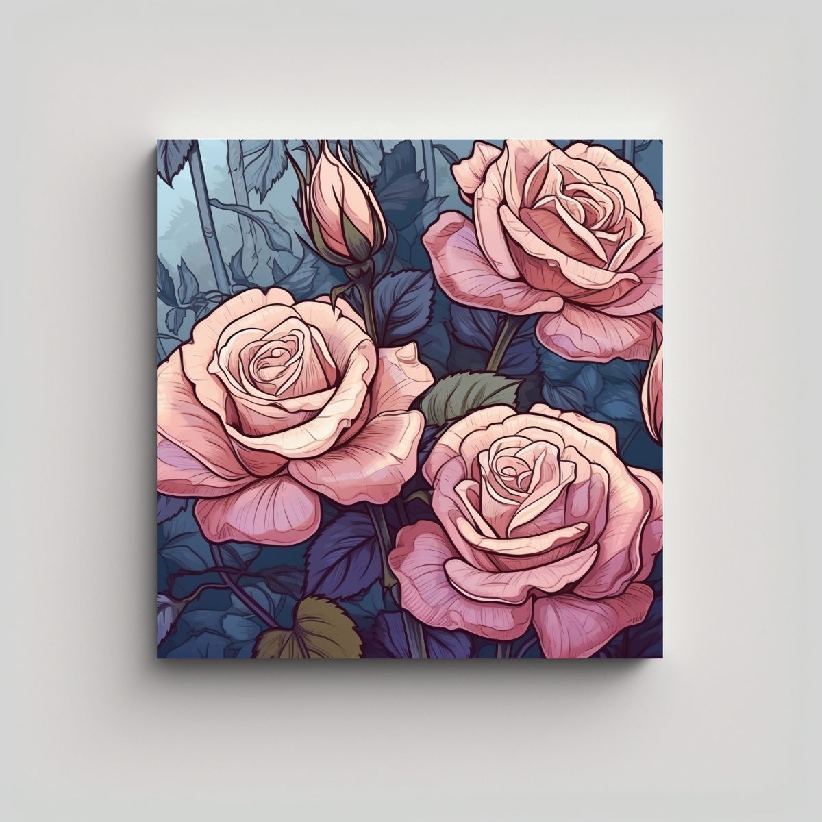GENERICO - Ilustración De Rosas En Estilo Art Nouveau En 40x40 Cm