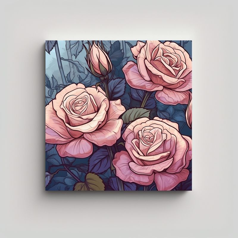 GENERICO - Ilustración De Rosas En Estilo Art Nouveau En 30x30 Cm