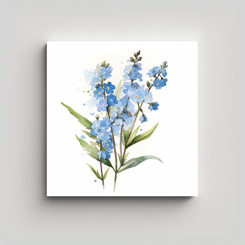 GENERICO - Composición Equilibrada De Myosotis En Lienzo 80x80 Cm