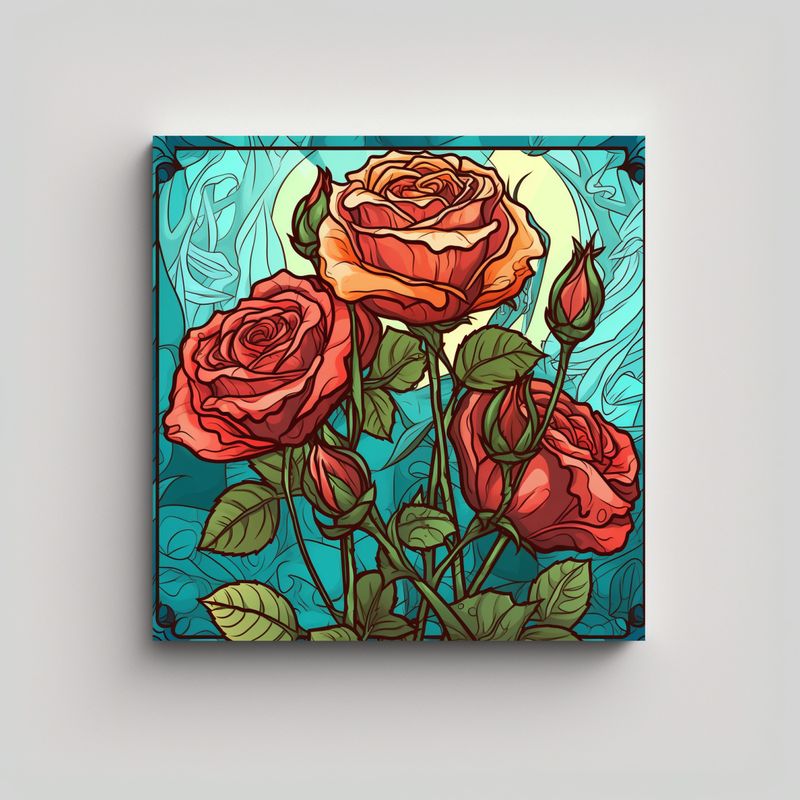 GENERICO - Cuadro Decorativo Art Nouveau Composición 40x40 Cm