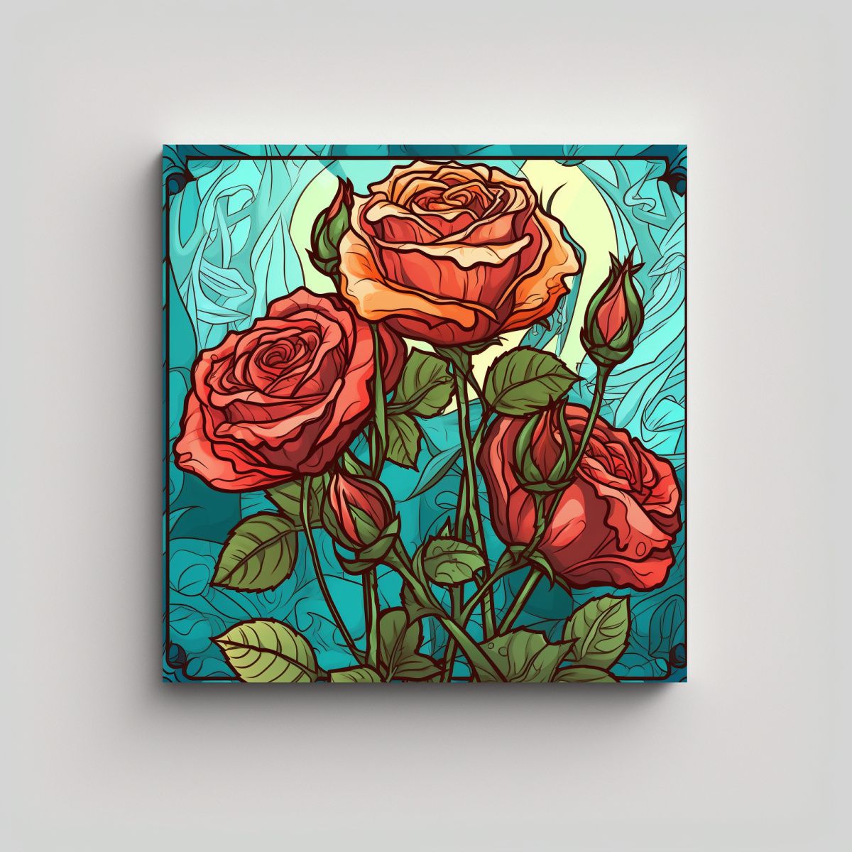 GENERICO - Cuadro Decorativo Art Nouveau Composición 30x30 Cm