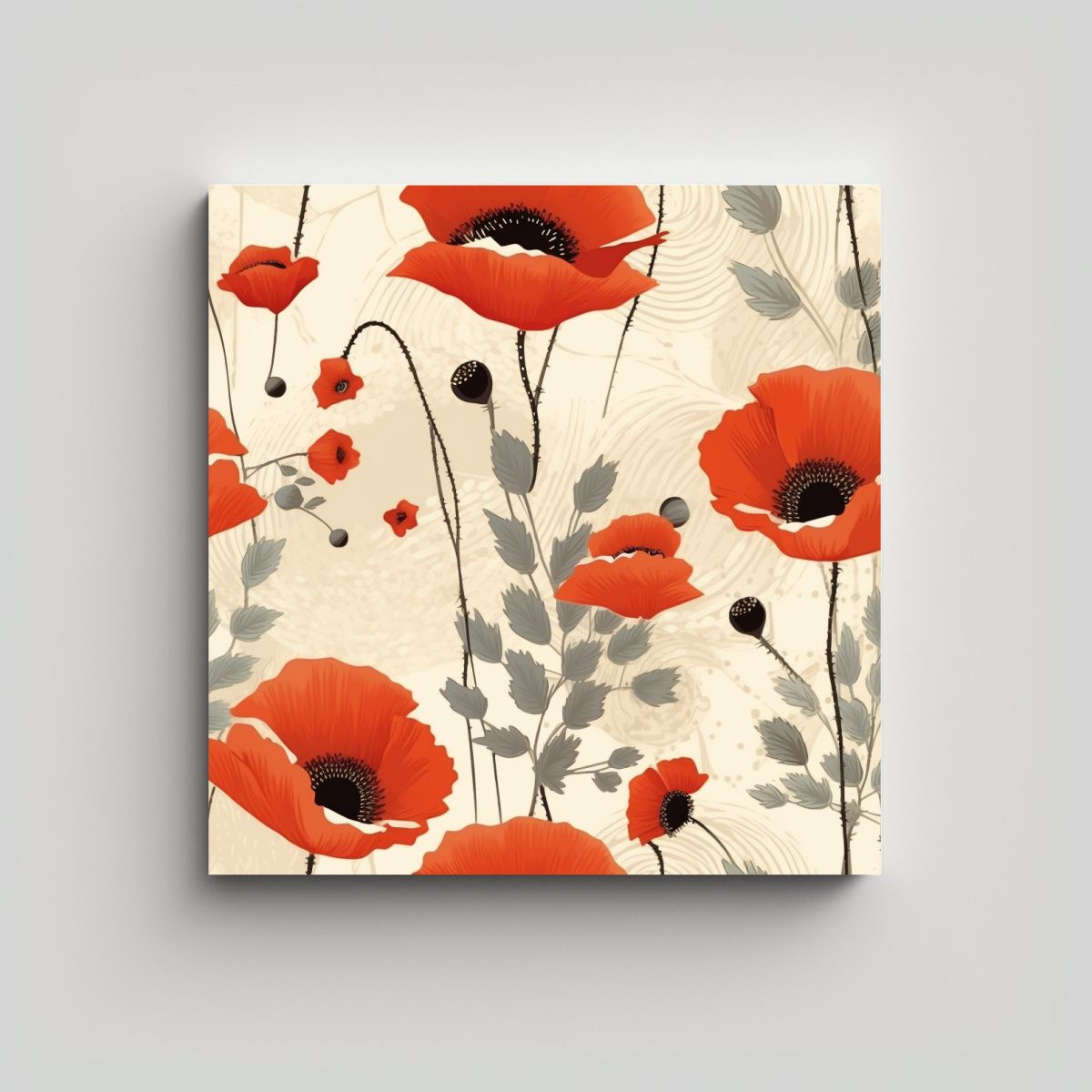 GENERICO - Inspirador Cuadro Luminoso De Amapolas Abstractas 80x80 Cm