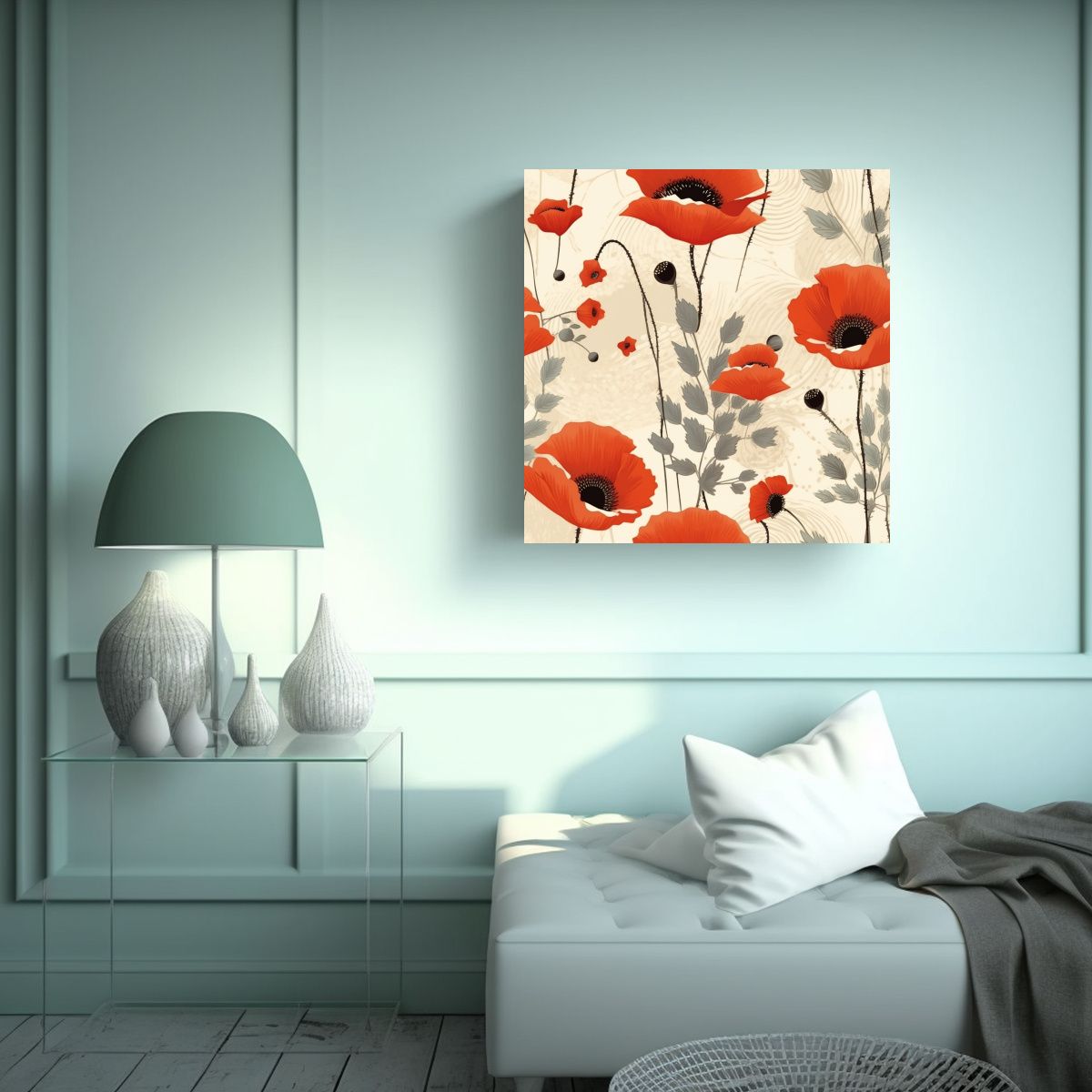 GENERICO - Inspirador Cuadro Luminoso De Amapolas Abstractas 80x80 Cm