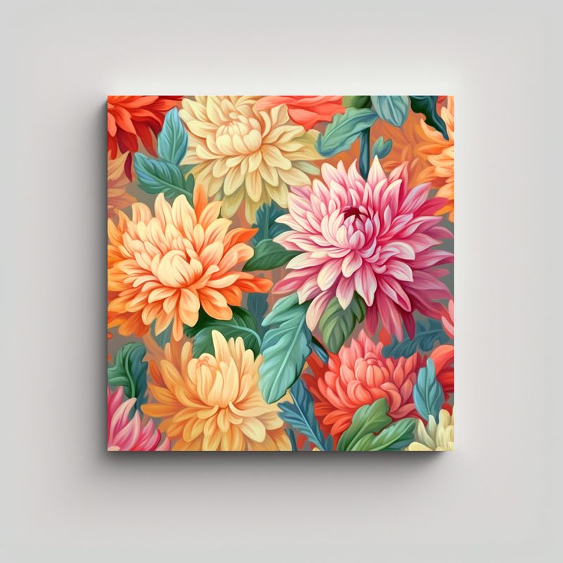GENERICO - Patrón Hiperrealista De Flores En Composición 80x80 Cm