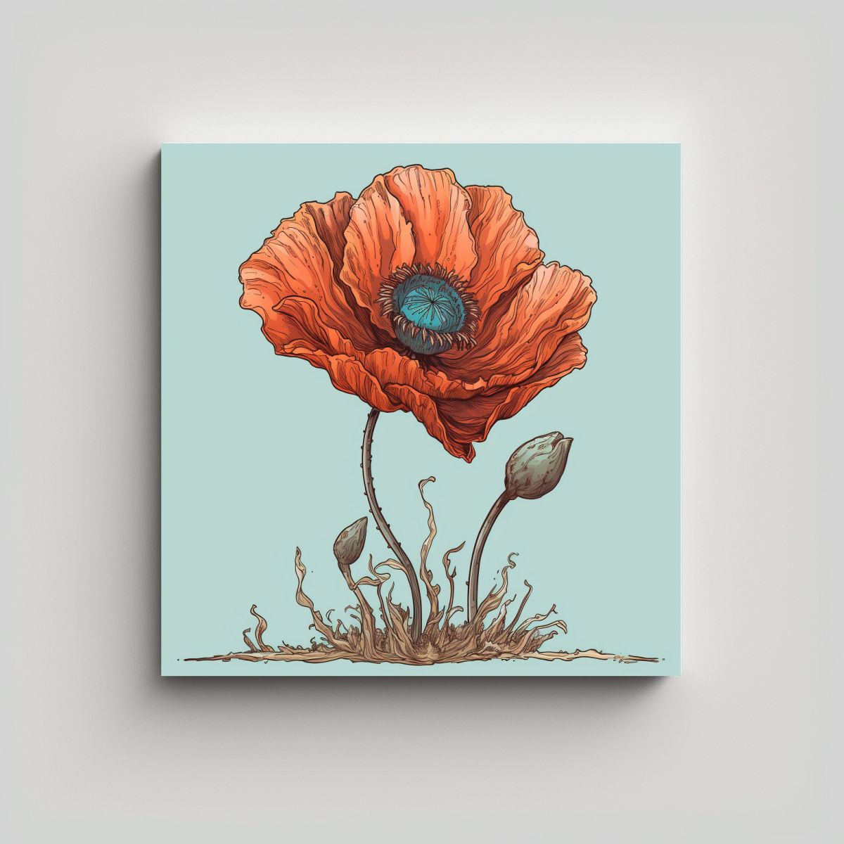 GENERICO - Cuadro Decorativo De Amapola Vibrante En Colores 50x50 Cm