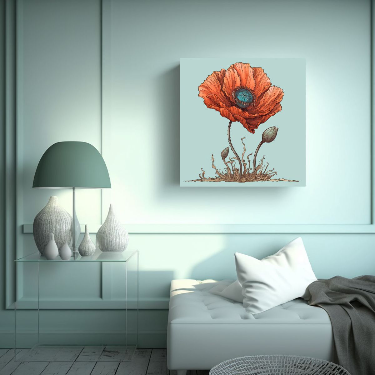 GENERICO - Cuadro Decorativo De Amapola Vibrante En Colores 50x50 Cm