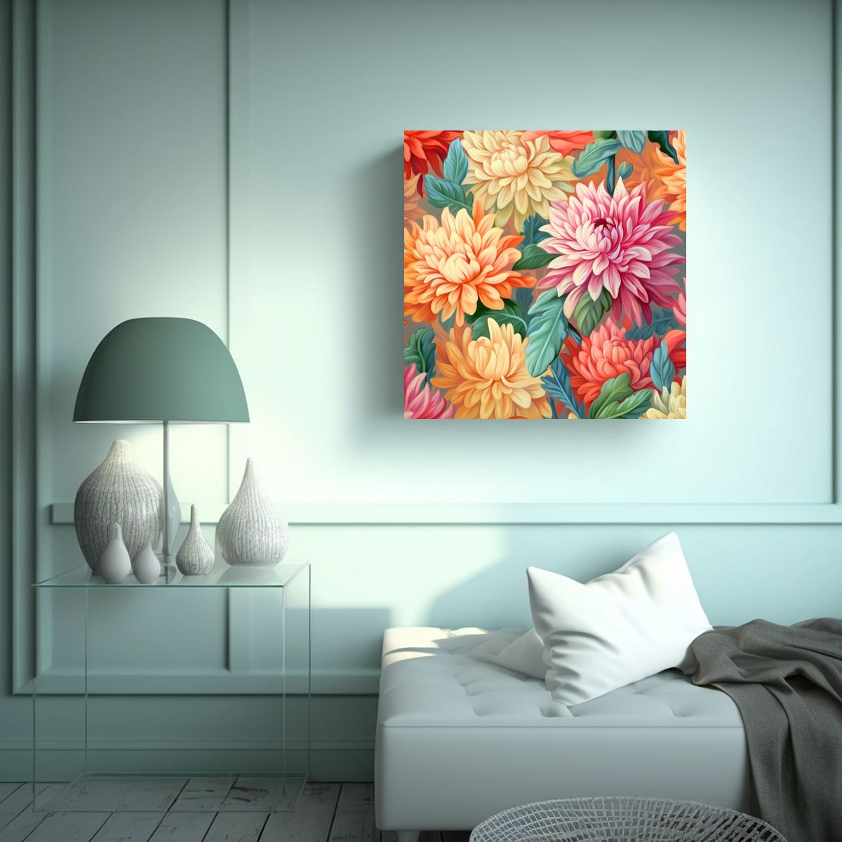 GENERICO - Patrón Hiperrealista De Flores En Composición 50x50 Cm