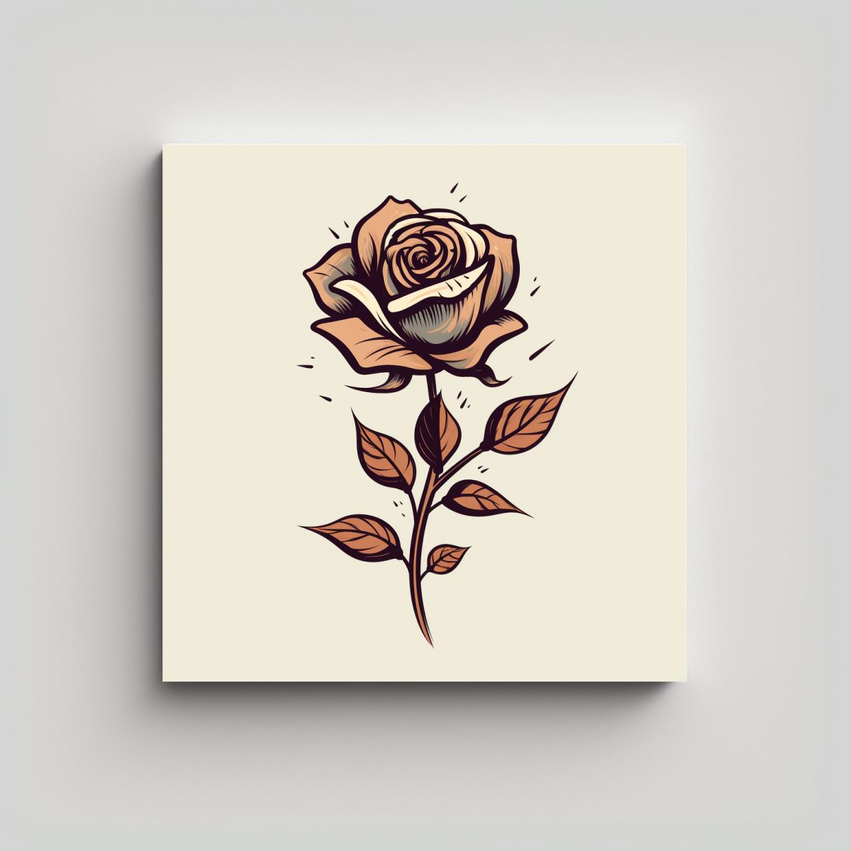 GENERICO - Cuadro Rectangular Con Imagen De Rosa Simple En 30x30 Cm