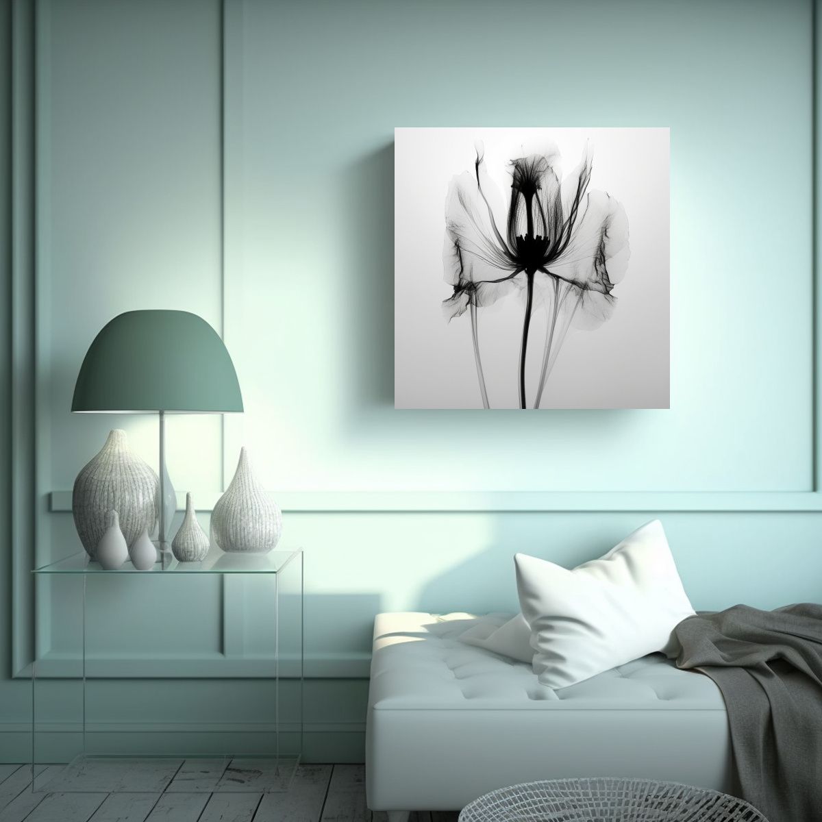 GENERICO - Cuadro Acuarela Cultural Y Rayos X De Flor En 50x50 Cm