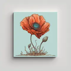 GENERICO - Cuadro Decorativo De Amapola Vibrante En Colores 30x30 Cm