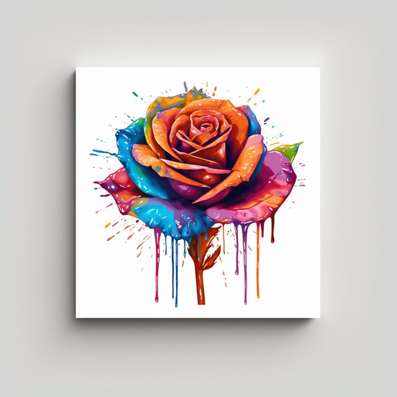 GENERICO - Cuadro De Rosa Colorida Composición Armoniosa 40x40 Cm