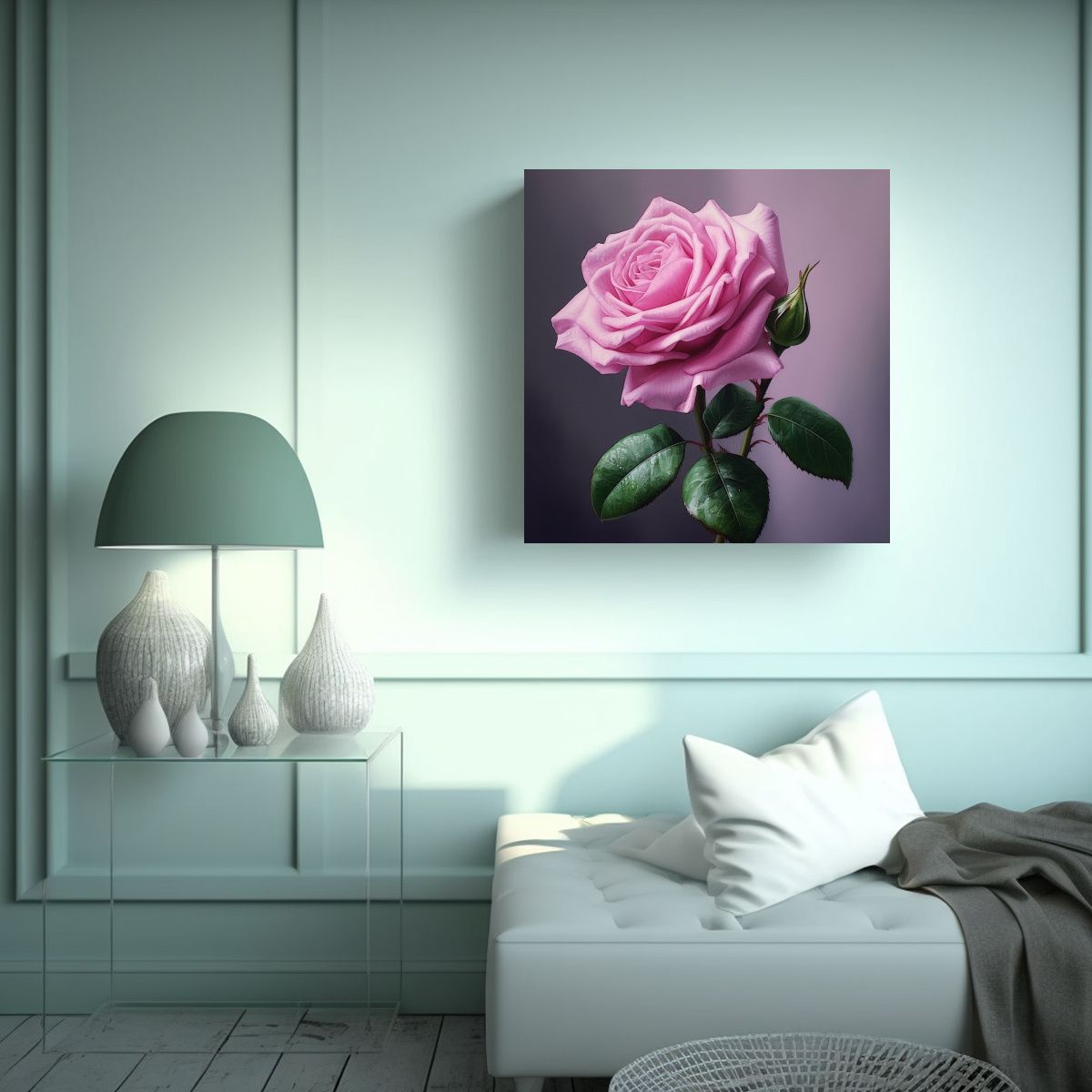 GENERICO - Cuadro Contraste Intenso De Rosa Fotorealista 70x70 Cm