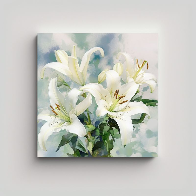 GENERICO - Cuadro Decorativo De Lirios Orientales Blancos En 90x90 Cm