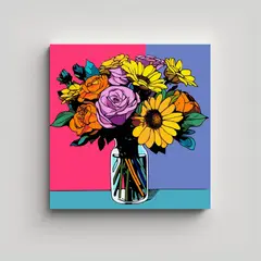 GENERICO - Cuadro Decorativo Pop Art Dibujo De Flores Para 40x40 Cm