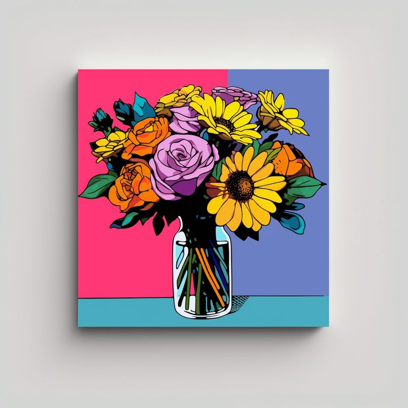 GENERICO - Cuadro Decorativo Pop Art Dibujo De Flores Para 30x30 Cm