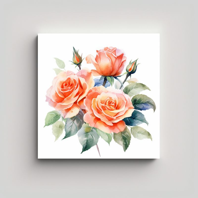 GENERICO - Roses Acuarela Modernas Cuadros Decorativos Para 70x70 Cm
