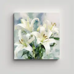 GENERICO - Cuadro Decorativo De Lirios Orientales Blancos En 50x50 Cm