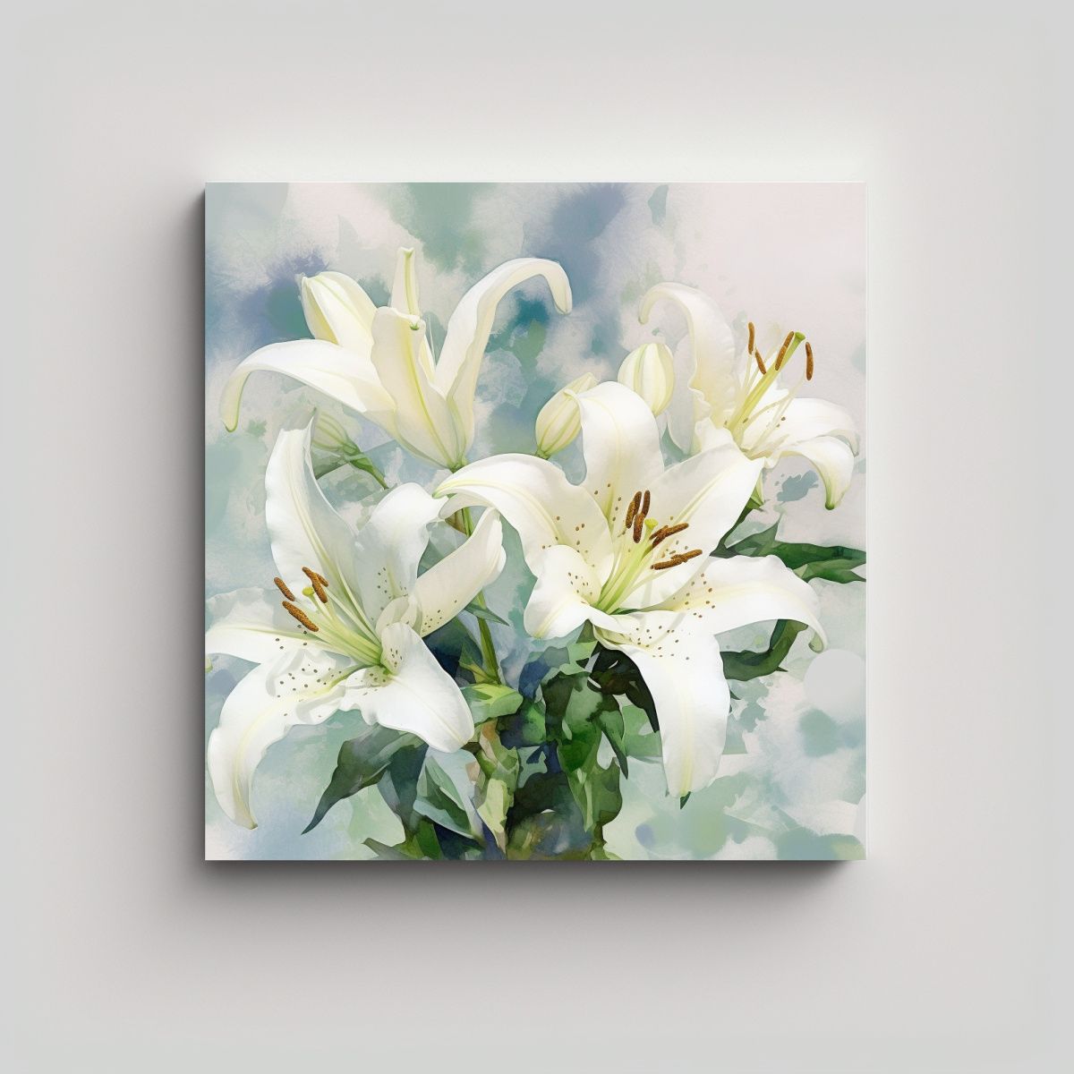 GENERICO - Cuadro Decorativo De Lirios Orientales Blancos En 30x30 Cm