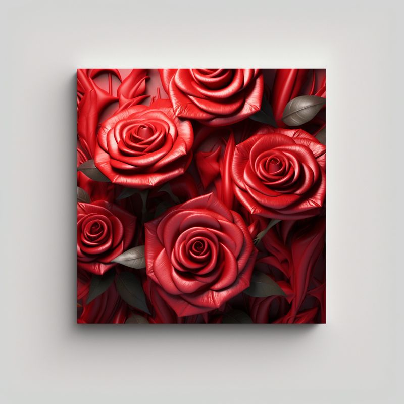 GENERICO - Cuadro 3D De Rosas Rojas En Arte Abstracto Para 90x90 Cm