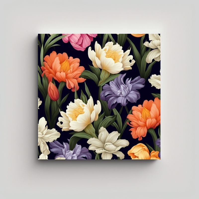 GENERICO - Patrón Continuo De Flores En Lienzo Abstracto 40x40 Cm