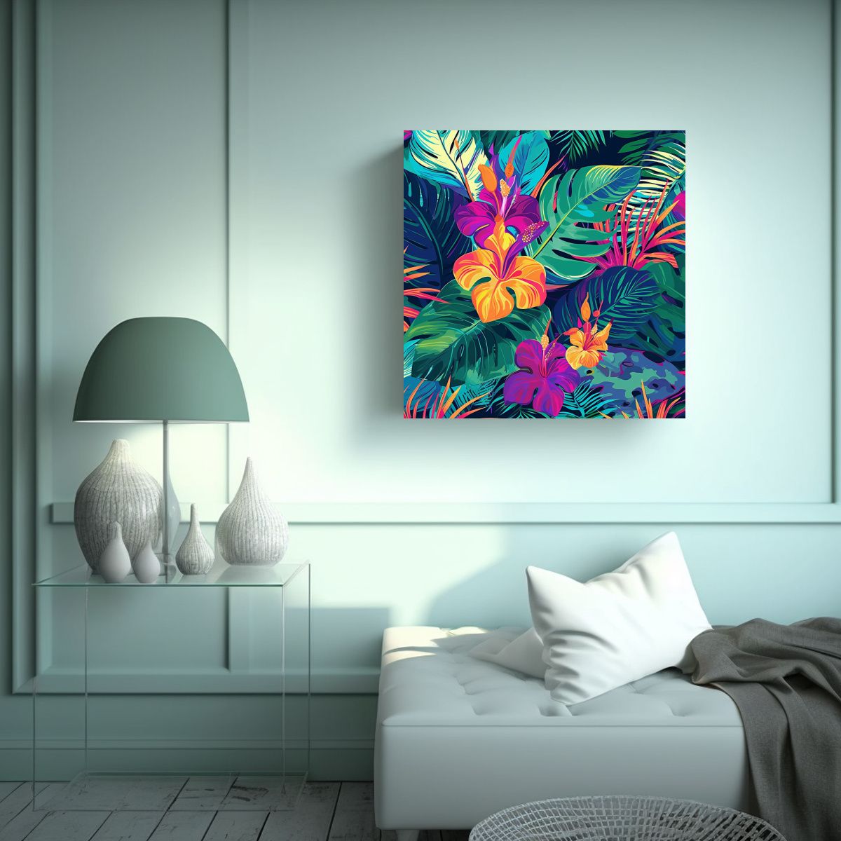 GENERICO - Cuadro Decorativo Tropical En Lienzo De Tela 70x70 Cm