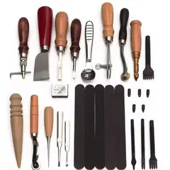 GENERICO - Herramientas Para Trabajo En Cuero Artesanía 18 pcs