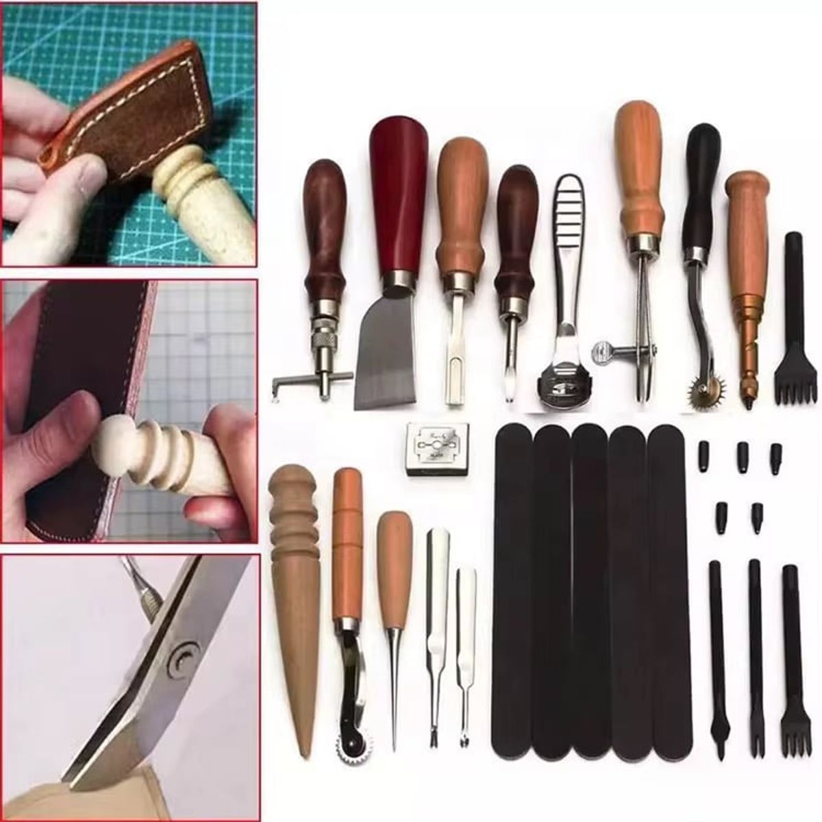 GENERICO - Herramientas Para Trabajo En Cuero Artesanía 18 pcs