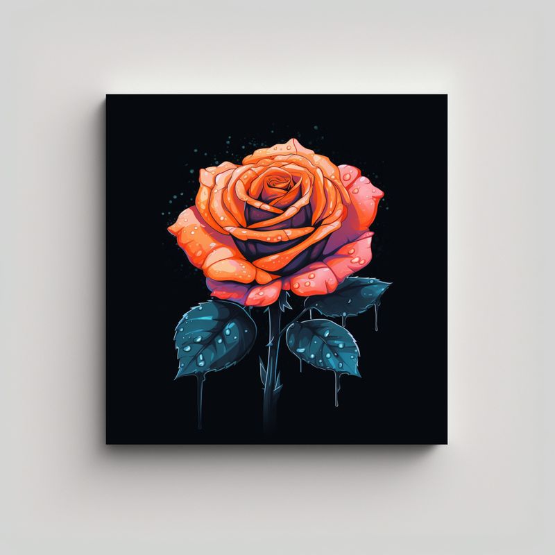 GENERICO - Cuadro Exclusivo Rosa De Verano Vectorizada En 40x40 Cm