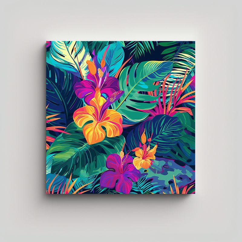 GENERICO - Cuadro Decorativo Tropical En Lienzo De Tela 30x30 Cm