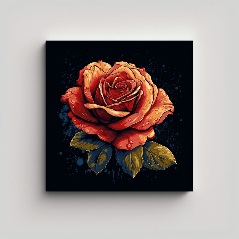 GENERICO - Cuadro Moderno De Verano Vectorizado Con Rosa 40x40 Cm