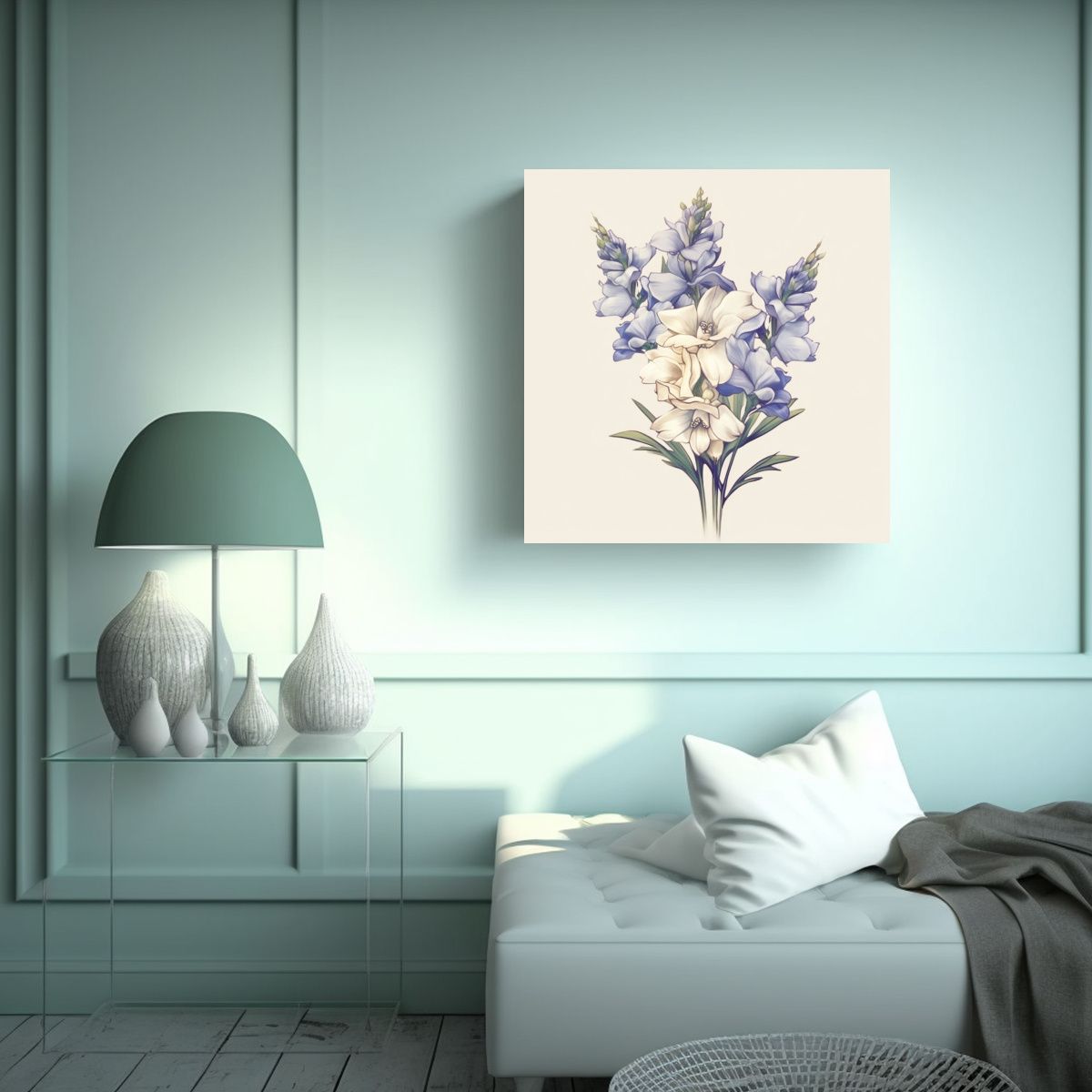 GENERICO - Diseño SVG Ilustración Floral Larkspur En Tonos 60x60 Cm