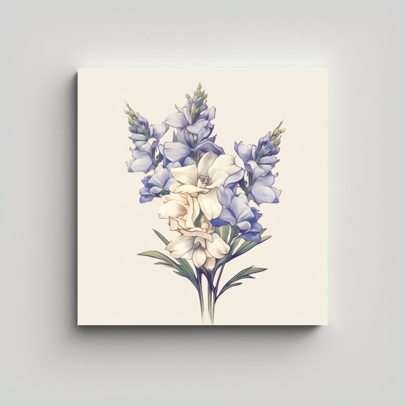 GENERICO - Diseño SVG Ilustración Floral Larkspur En Tonos 50x50 Cm