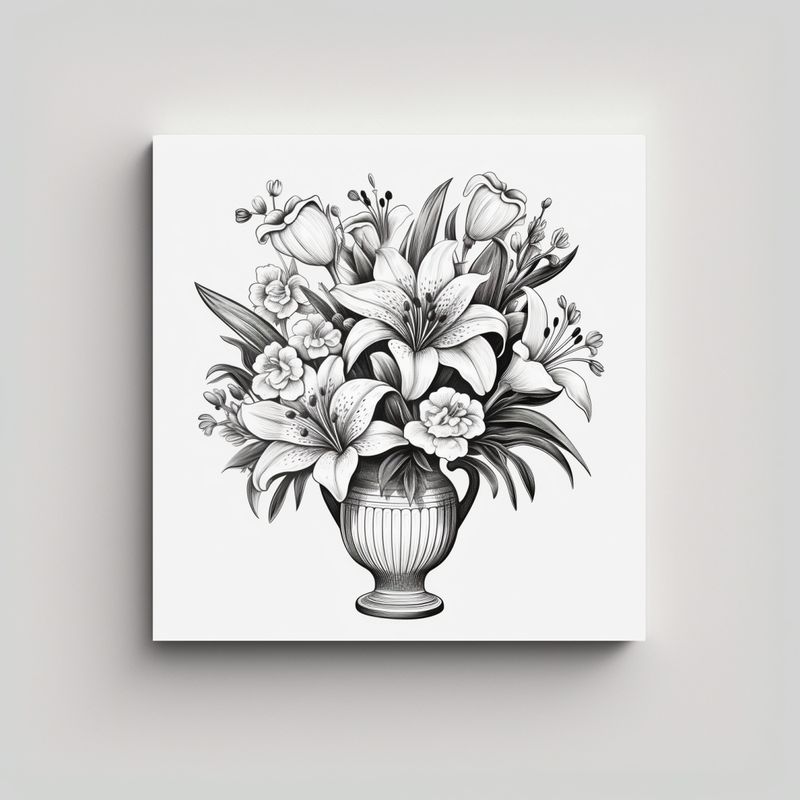 GENERICO - Arte Único Vector De Flor De Lirio En Jarrón 90x90 Cm