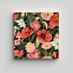 GENERICO - Composición Exuberante De Flores Rosas Y Rojas 50x50 Cm