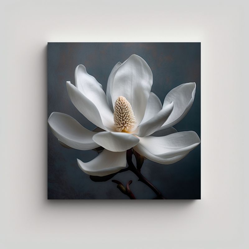 GENERICO - Elegante Lienzo Acuarela De Magnolia Blanca En 40x40 Cm