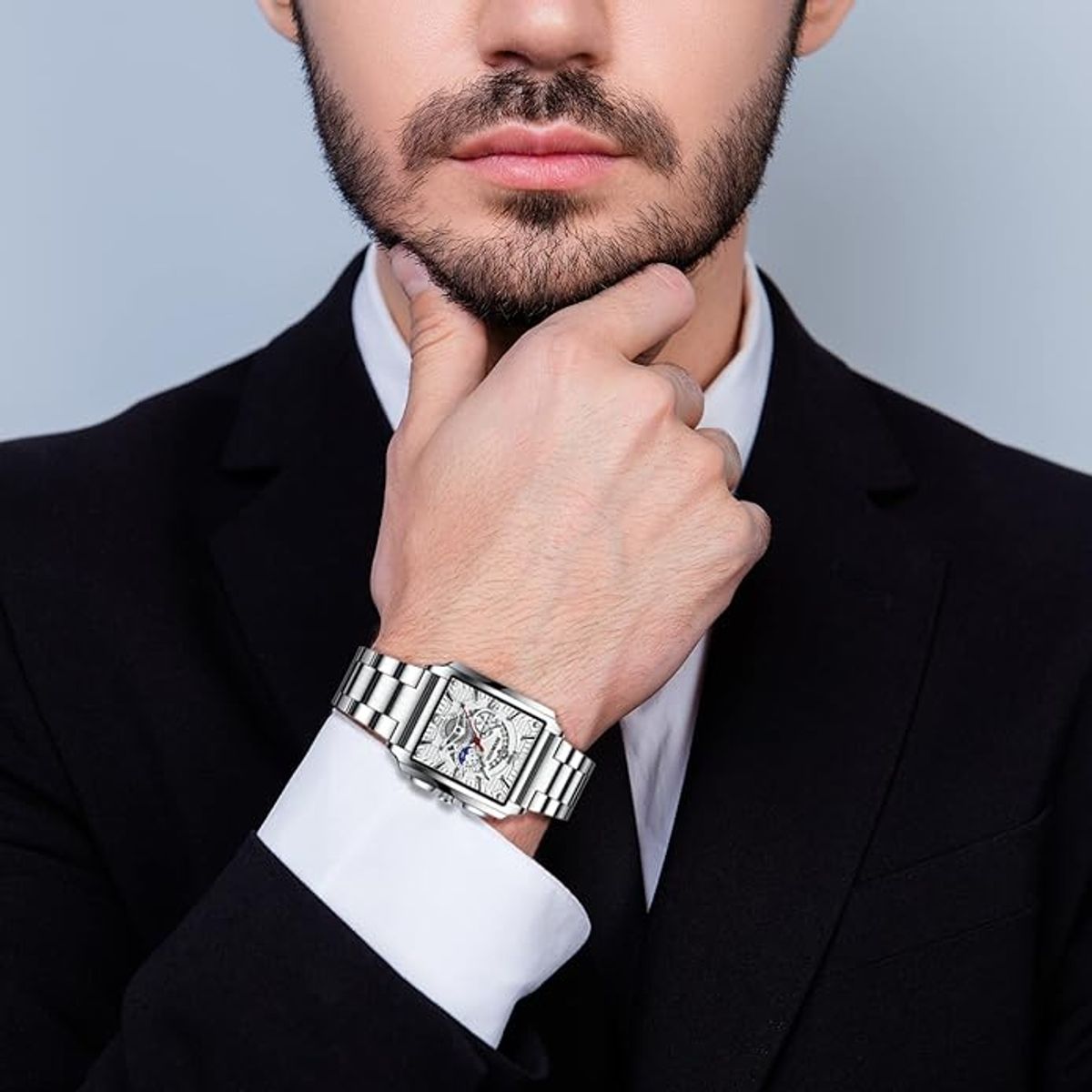 TIOZONEY - Reloj de hombre de acero inoxidable Luminous