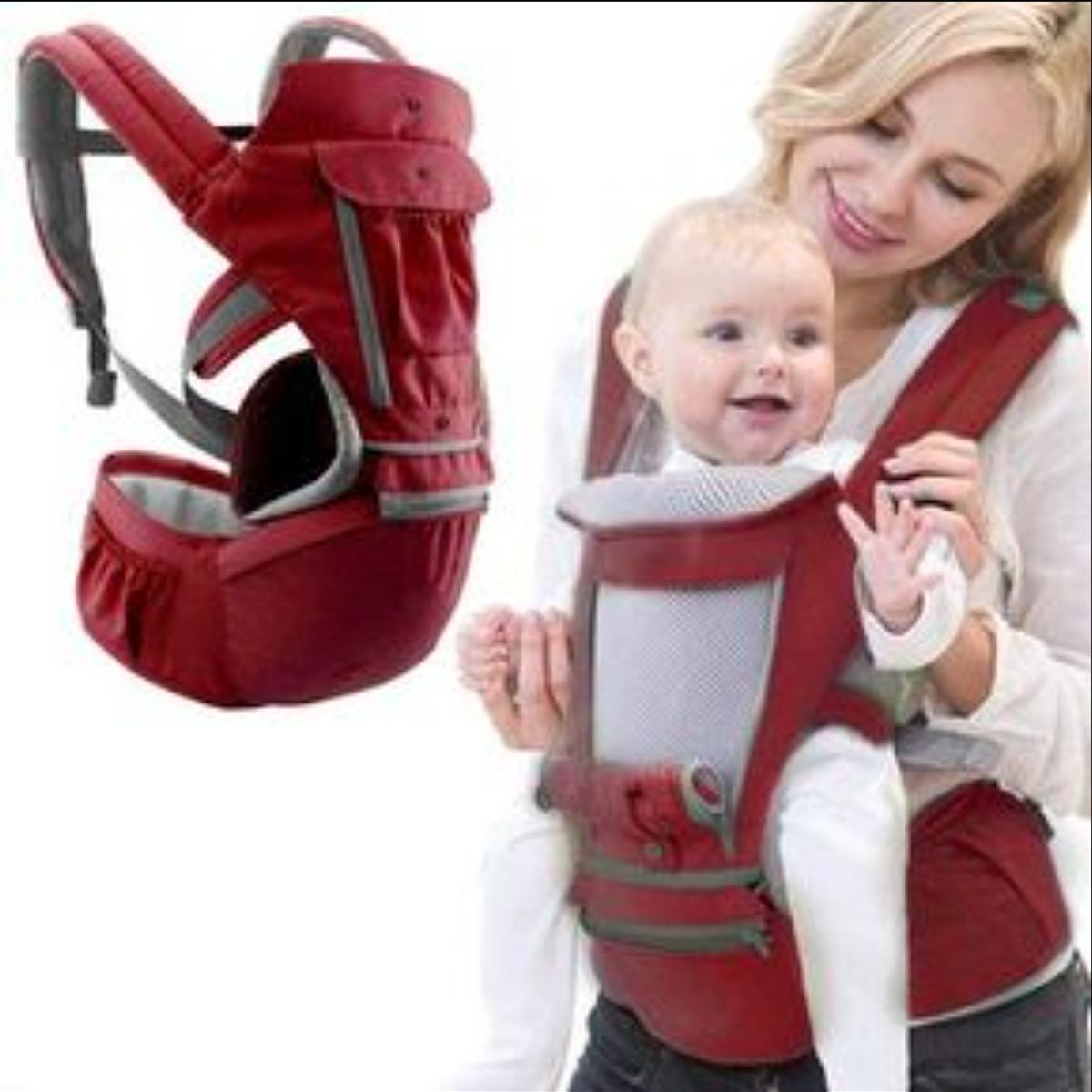 TIOZONEY - Mochila Cangurera Asiento Portabebé Ergonomica 0-36 Meses