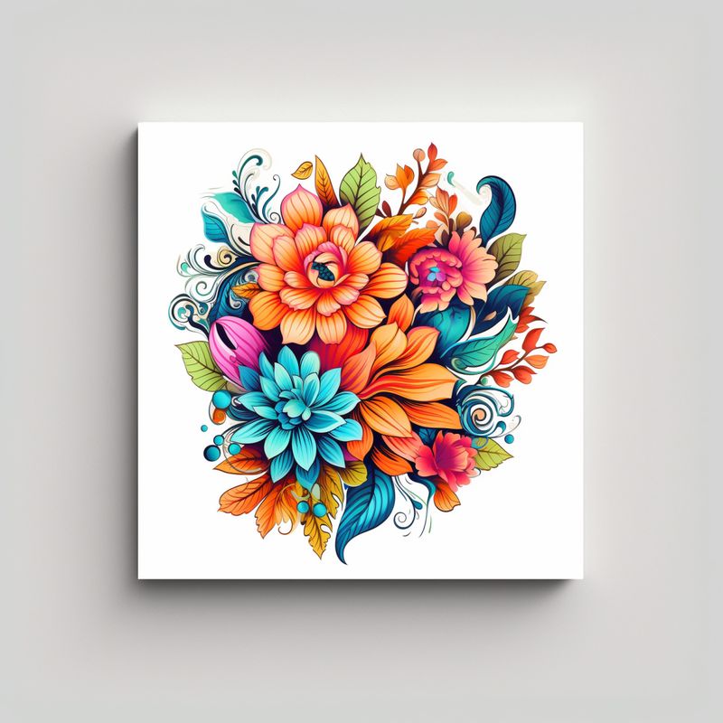 GENERICO - Bastidor De Flores Coloridas Mágicas Sobre Fondo 50x50 Cm
