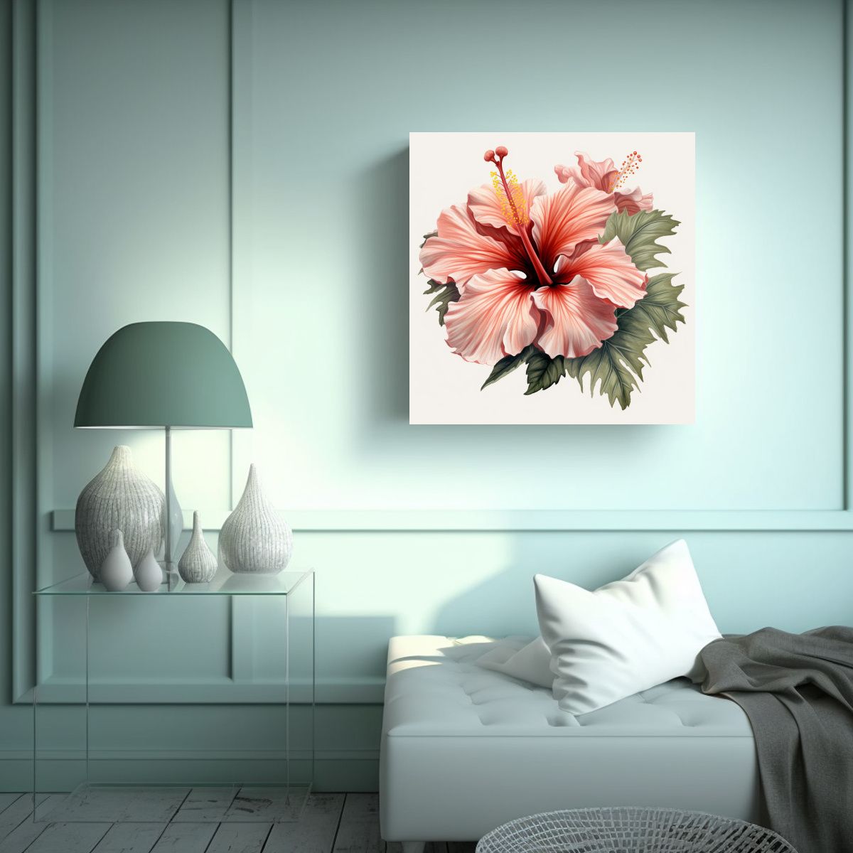 GENERICO - Cuadro Moderno Urbano Con Ilustración Tropical 60x60 Cm